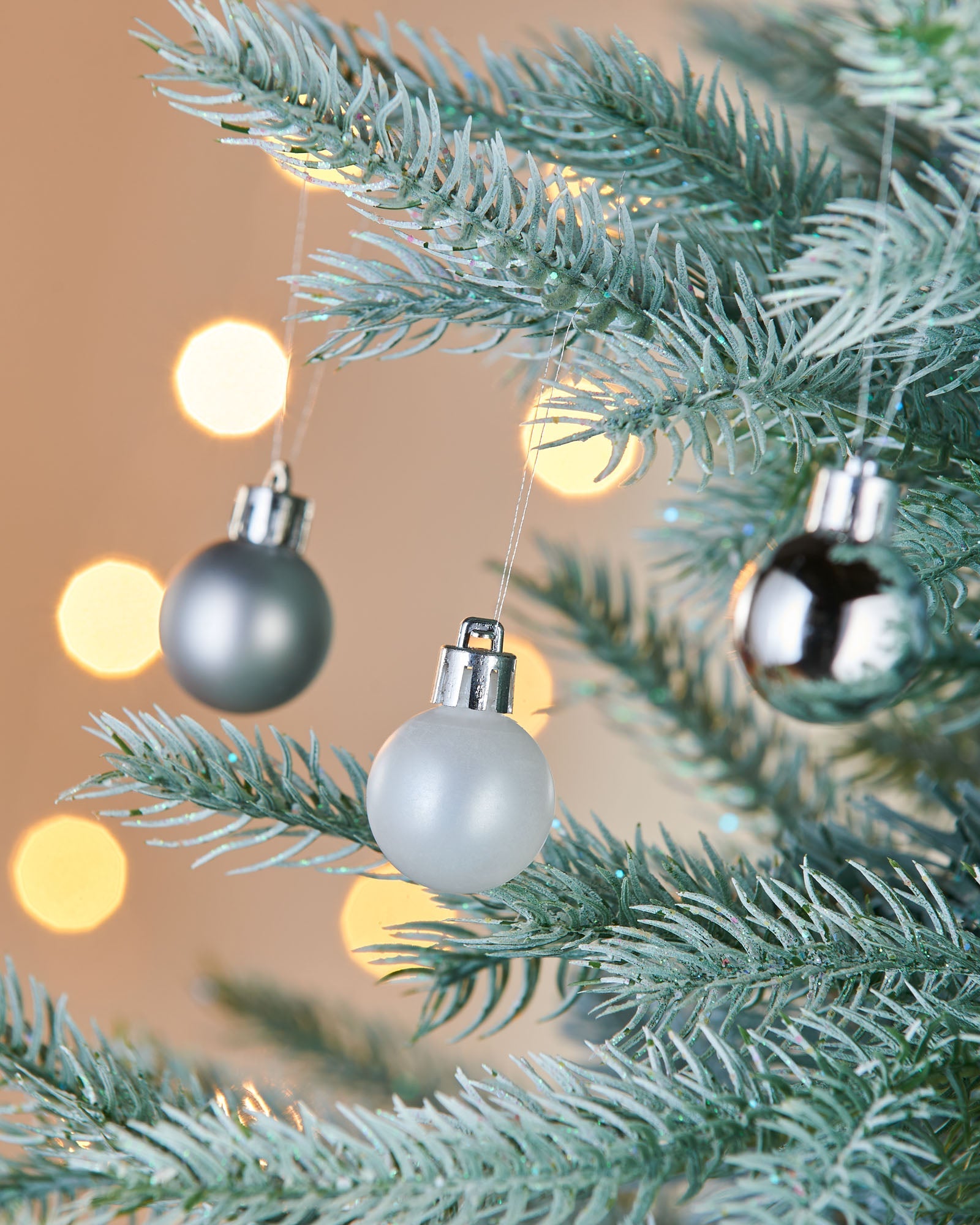 36 Silver Shatterproof Baubles, 3 cm