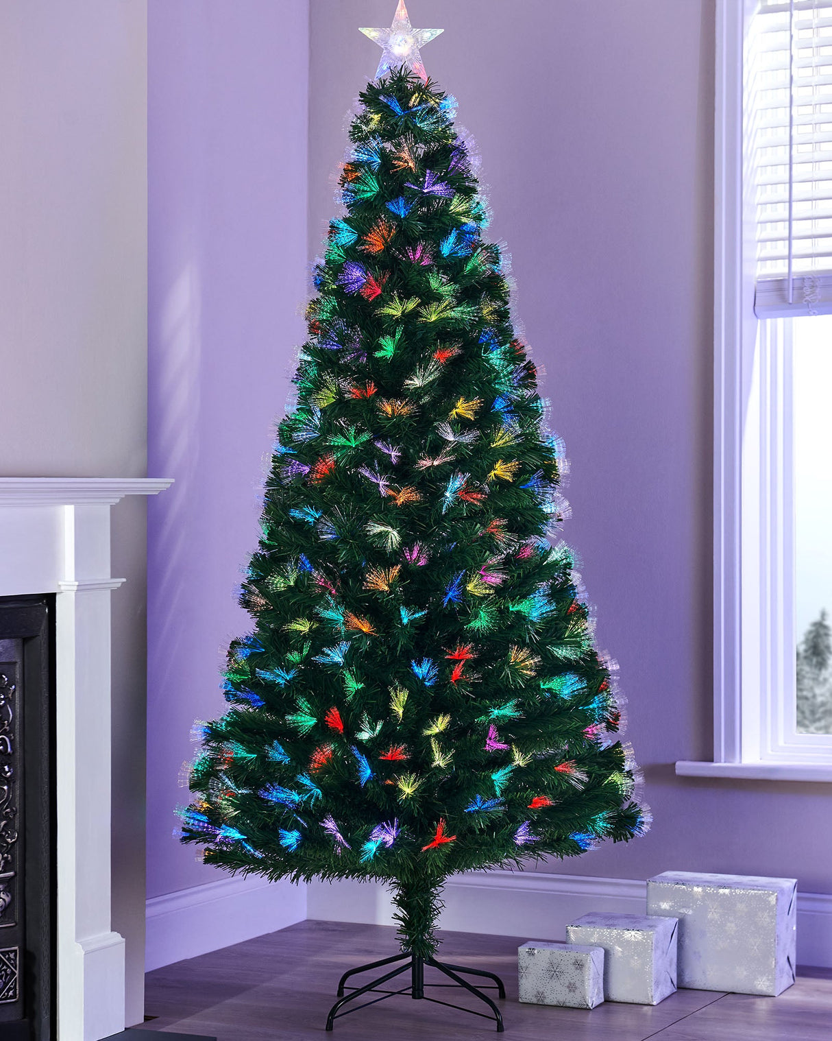 Pre-Lit Fibre Optic Christmas Tree with Tree Topper, 5 ft