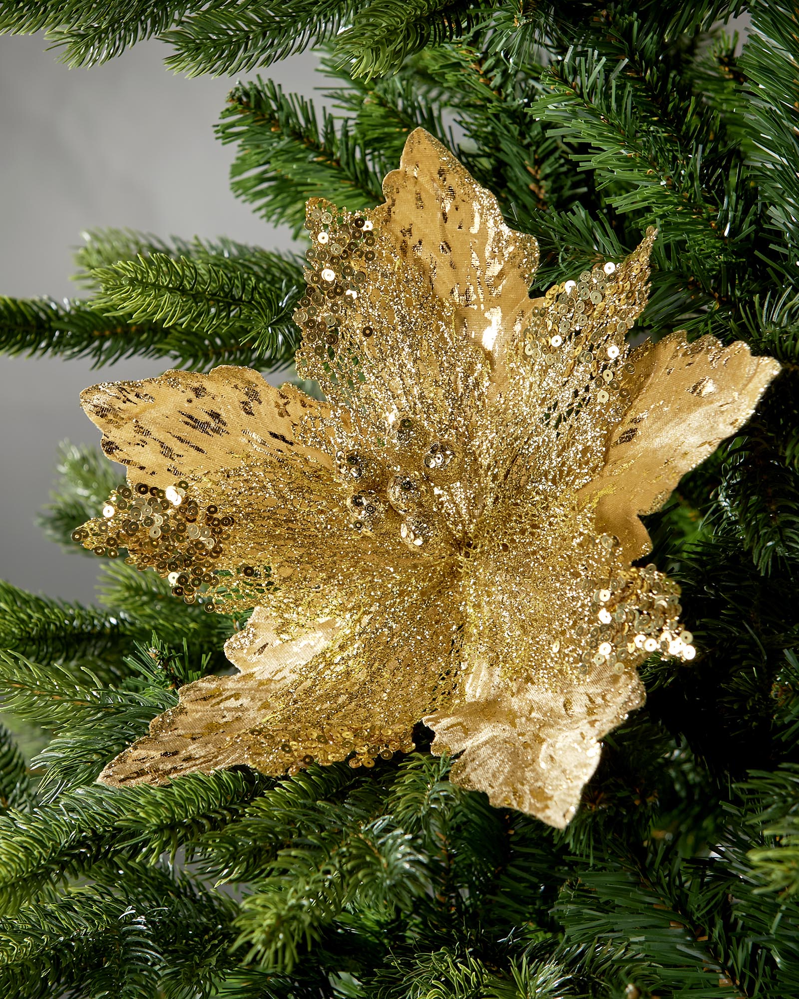 Gold Artificial Poinsettia Flower, 32 cm
