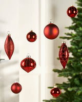 Christmas Red Glass Baubles, 20 Pack