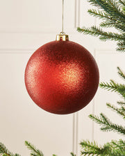 Christmas Red Oversized Shatterproof Bauble, Glitter, 15 cm