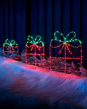 Set of 3 Giftbox Pathway Stake Lights, 40 cm