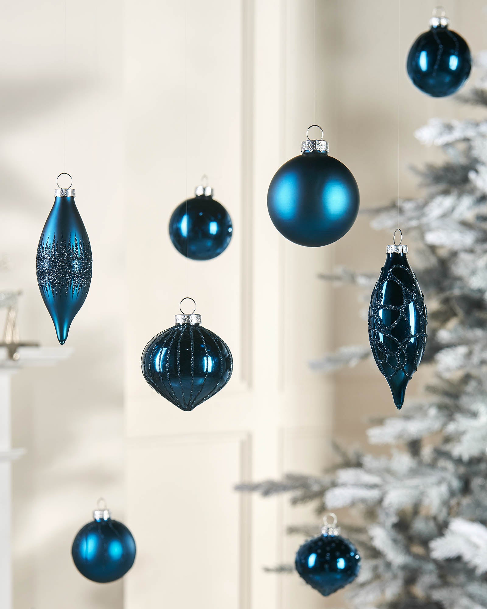 Blue glass christmas clearance ornaments