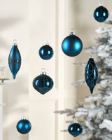 Navy Blue Glass Baubles, 20 Pack