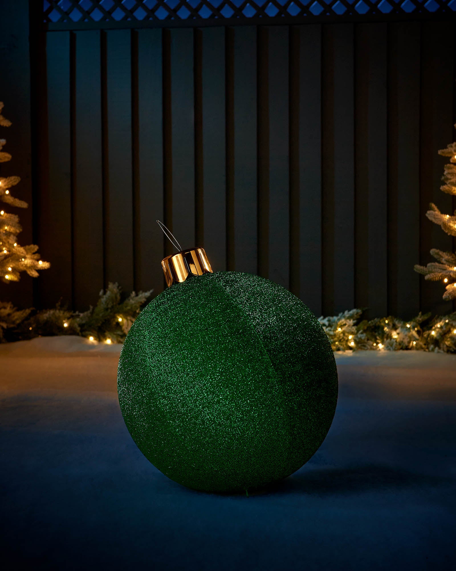 Inflatable Tinsel Christmas Bauble, Green, 45 cm