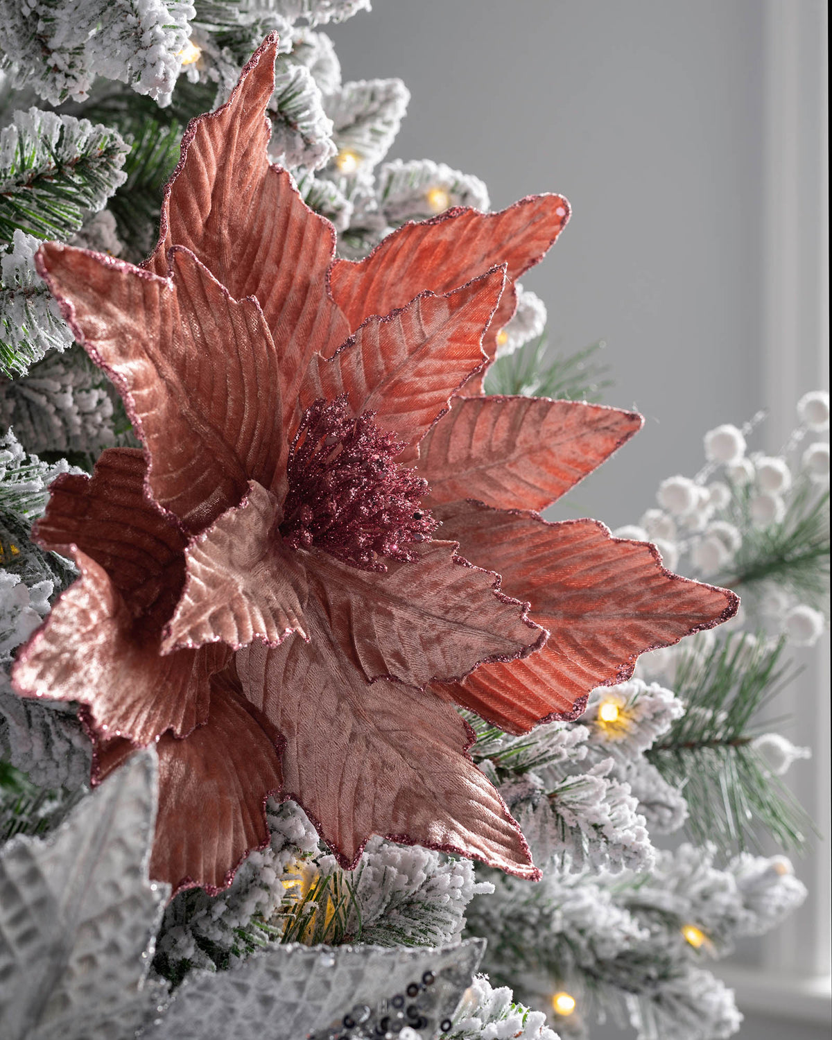 Pink Artificial Poinsettia Flower, 32 cm