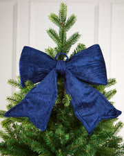 Vintage Velvet Christmas Bow, Navy, 30 cm