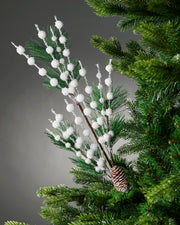 White Artificial Berries & Pinecone Pick, 66 cm