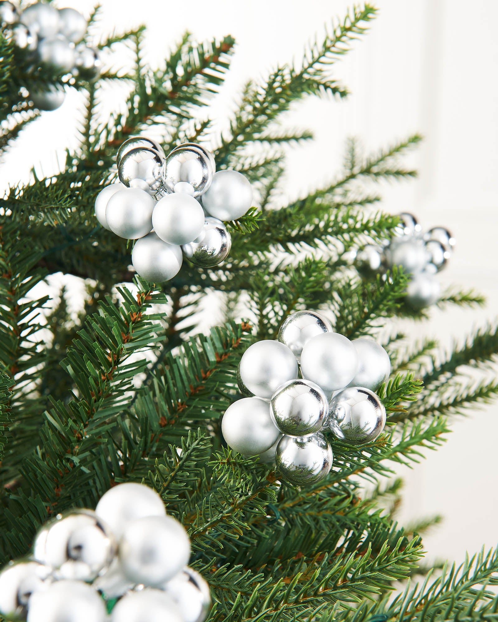 Ten Silver Glass Berry Cluster Baubles