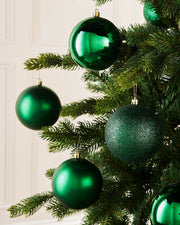 Set of 9 Shatterproof Baubles, Christmas Green, 10 cm