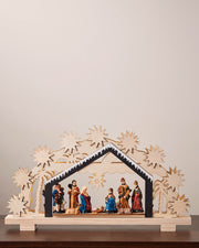 Pre-Lit Wooden Nativity Scene, 26 cm
