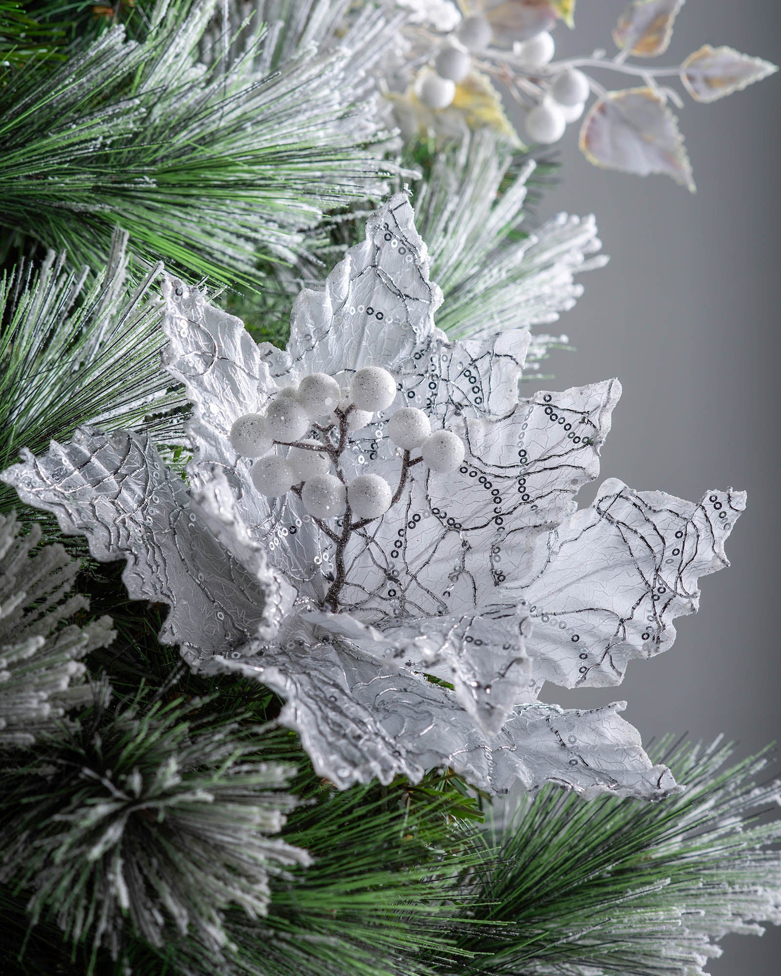 White Artificial Poinsettia Flower, 32 cm