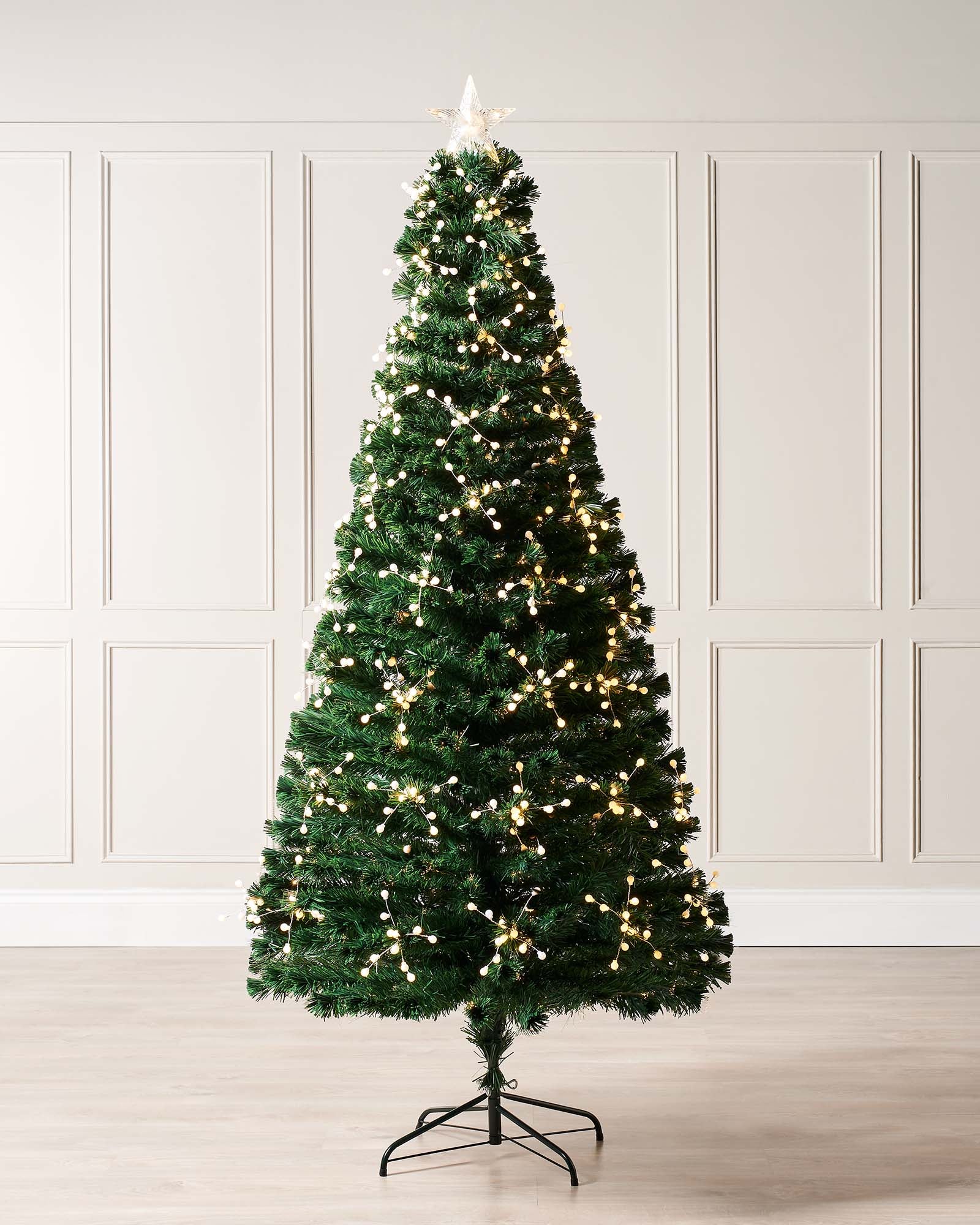 Pre Lit Berry Cluster Fibre Optic Christmas Tree 7 ft