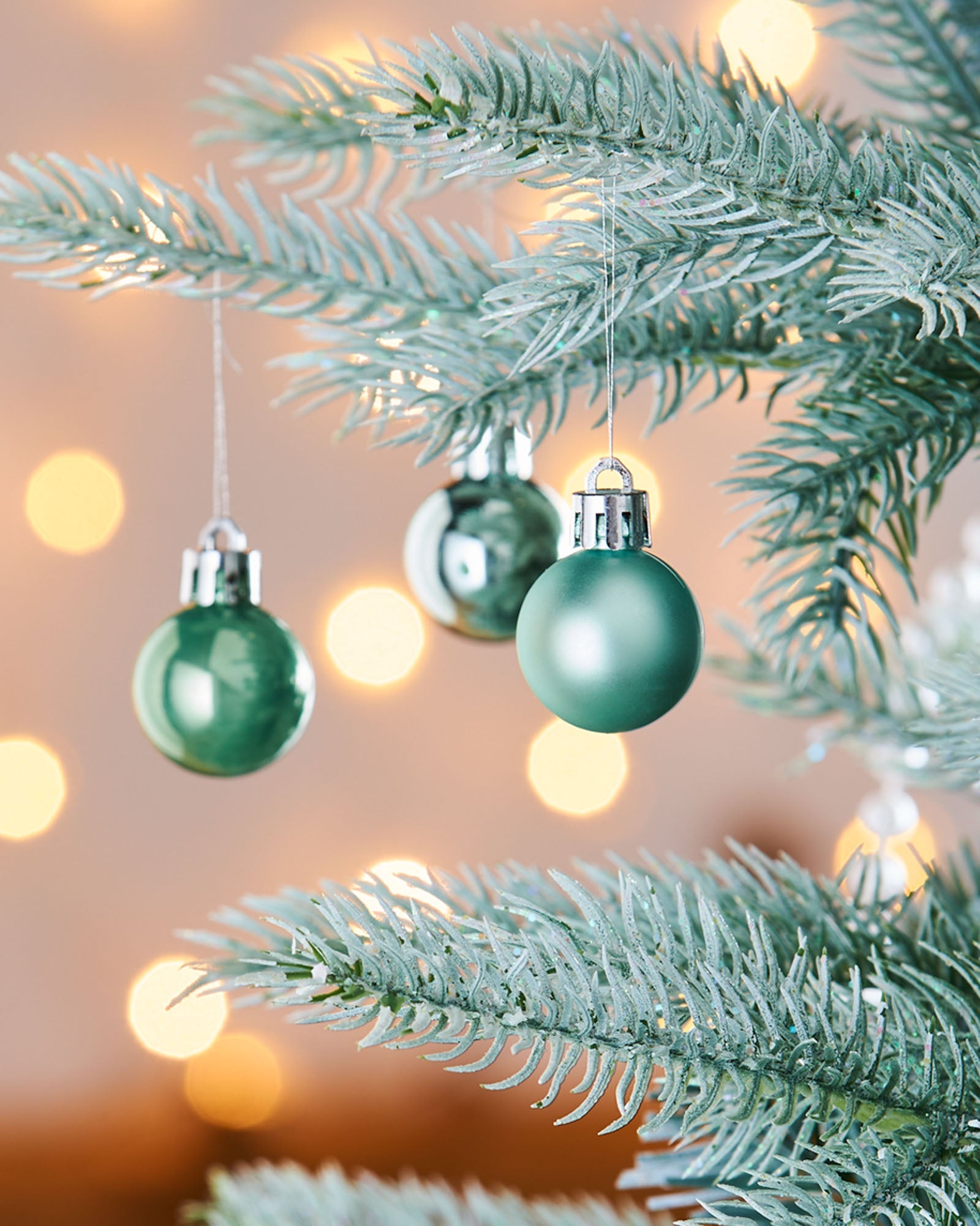 36 Mint Green Shatterproof Baubles, 3 cm