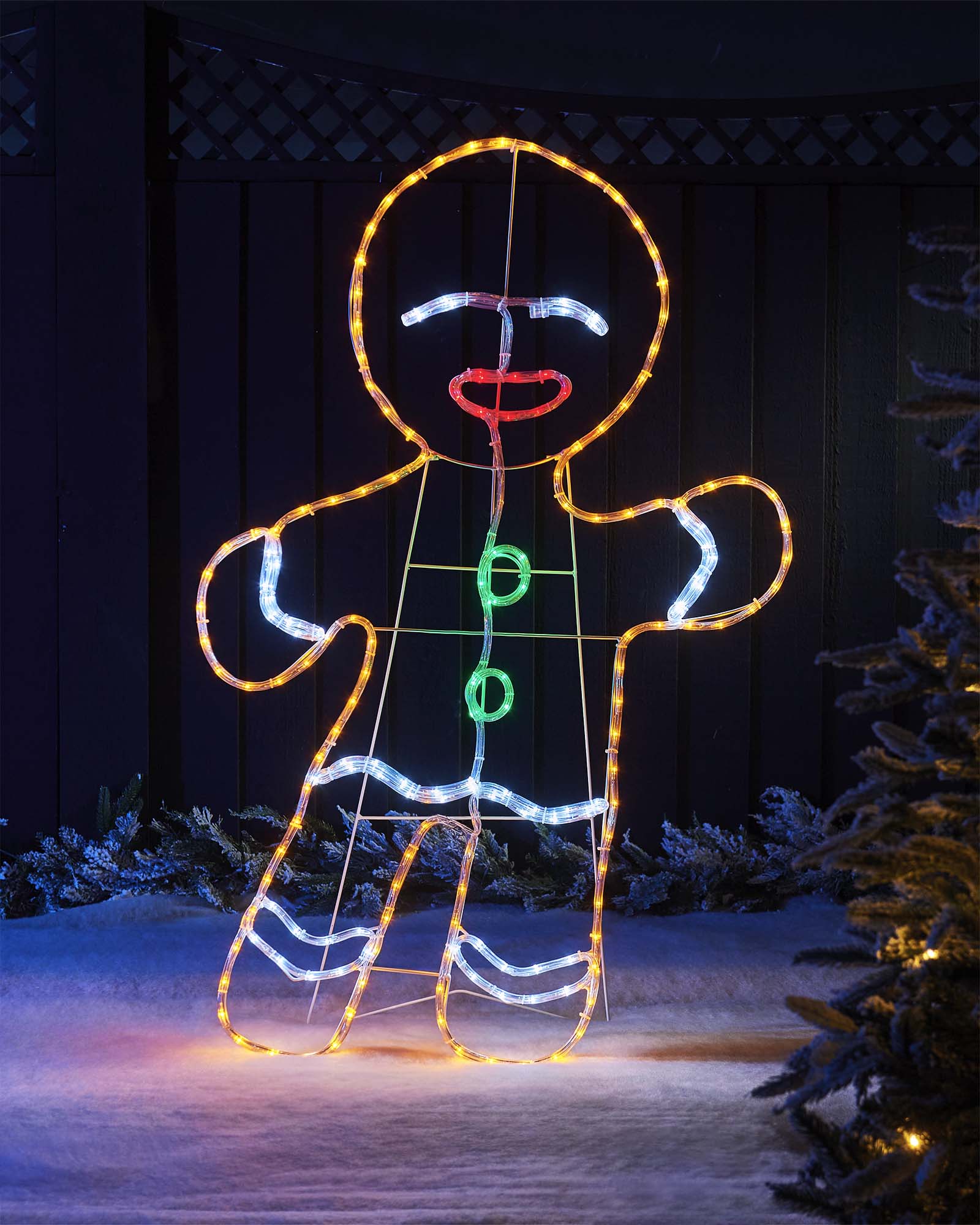 2D Gingerbread Man Rope Light Silhouette