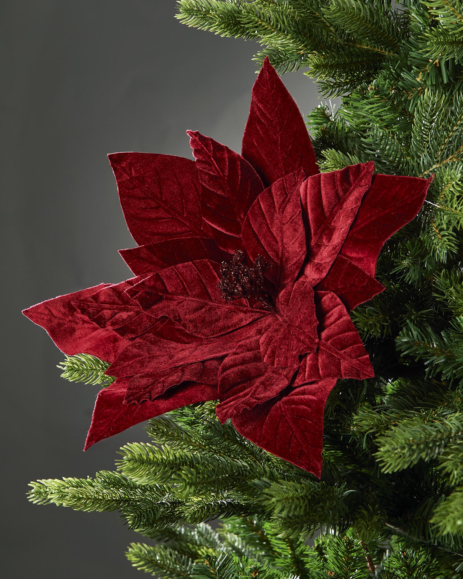 Burgundy Artificial Poinsettia Flower, 46 cm