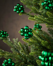 Set of 10 Glass Berry Cluster Baubles, Christmas Green
