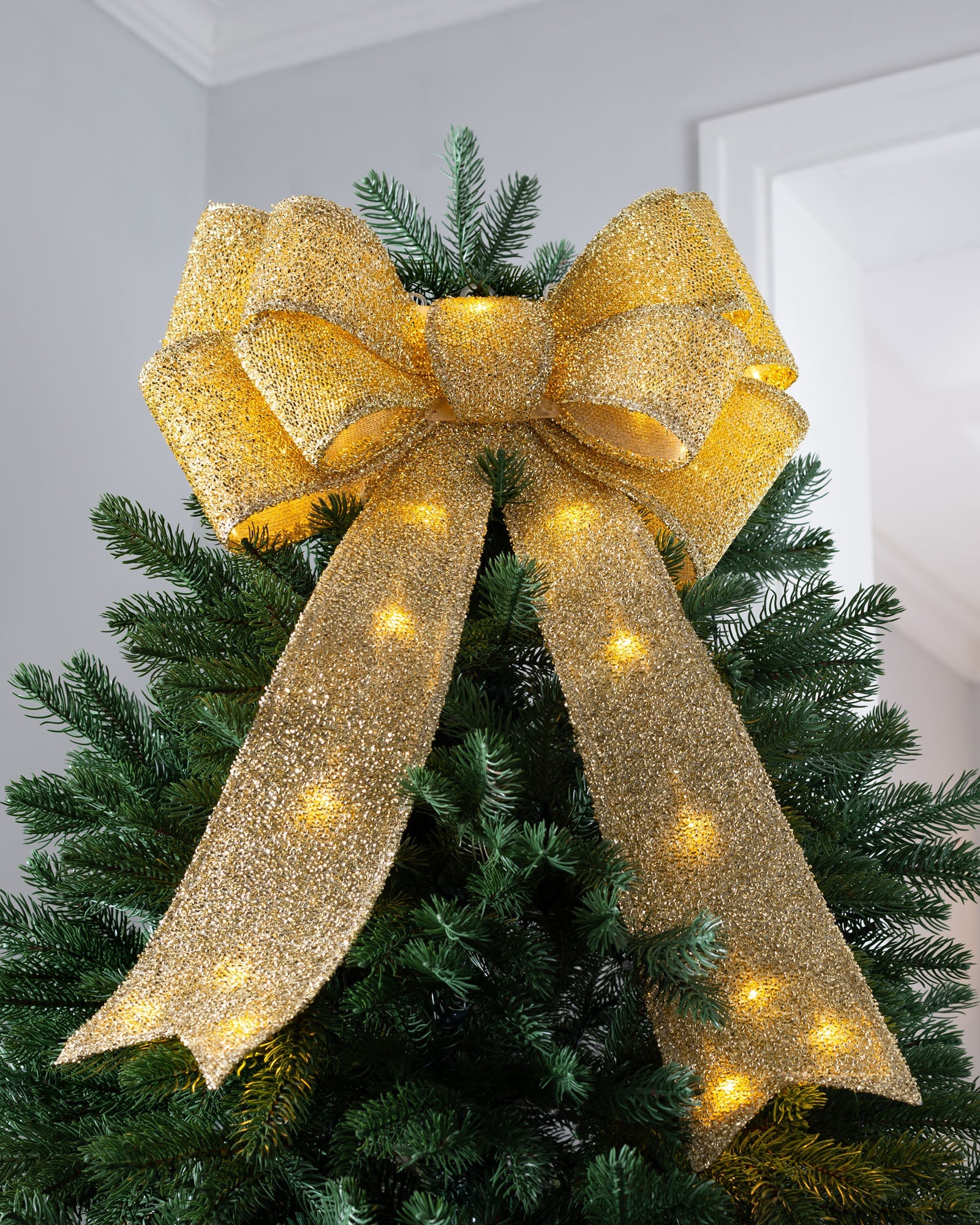 Pre-Lit Bow Tree Topper