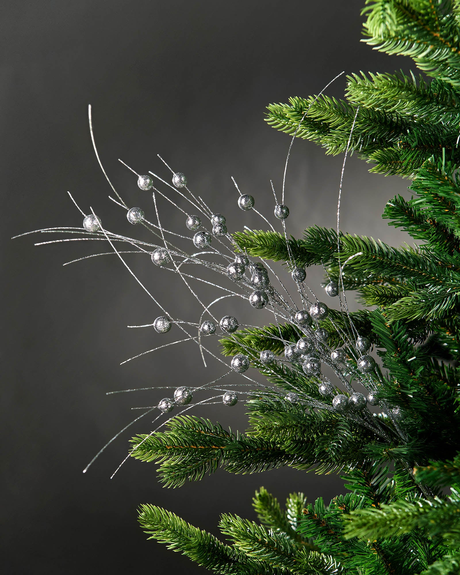 Silver Glitter Berry Christmas Tree Spray, 80 cm