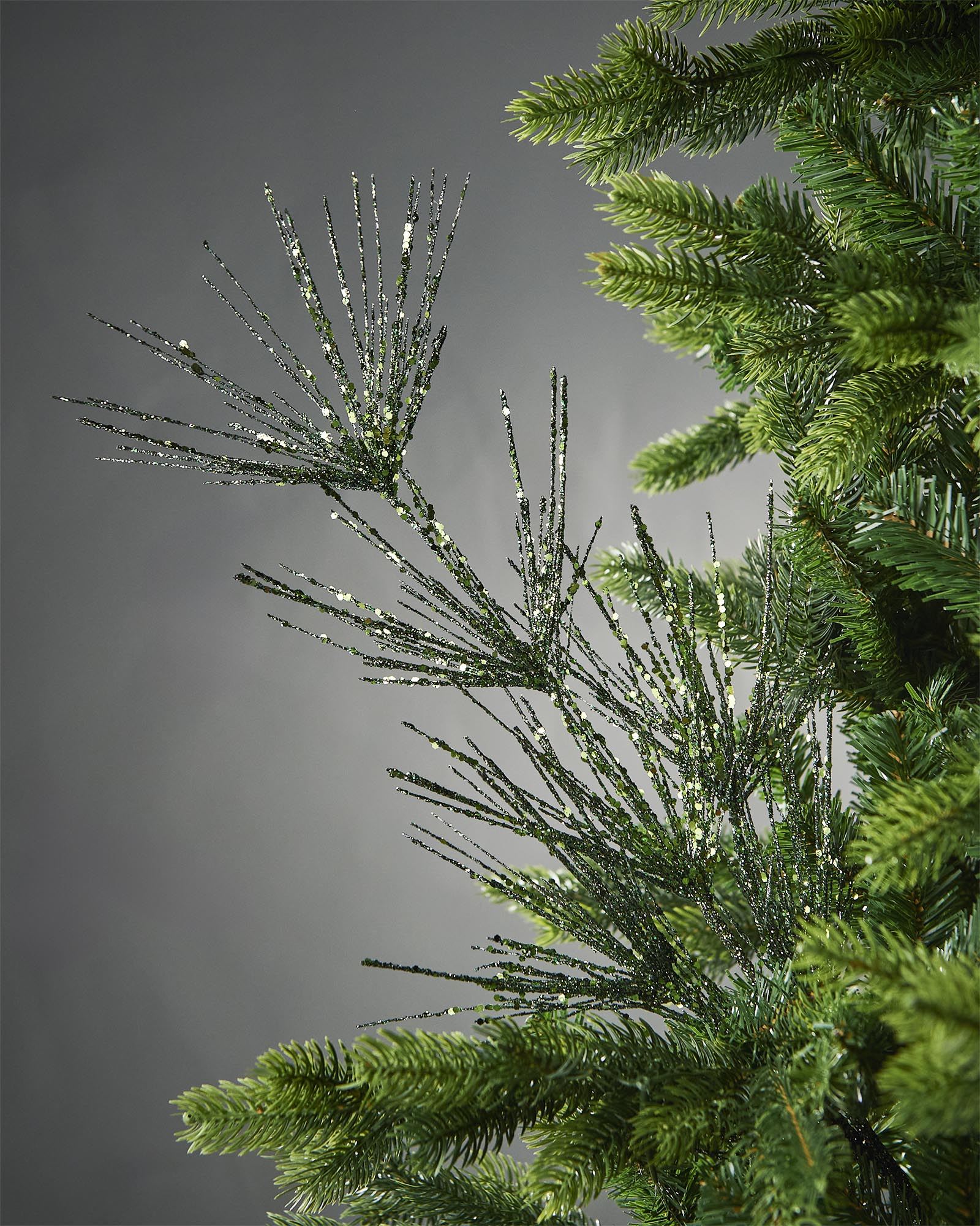 Sage Green Glitter Pine Tree Spray, 74 cm