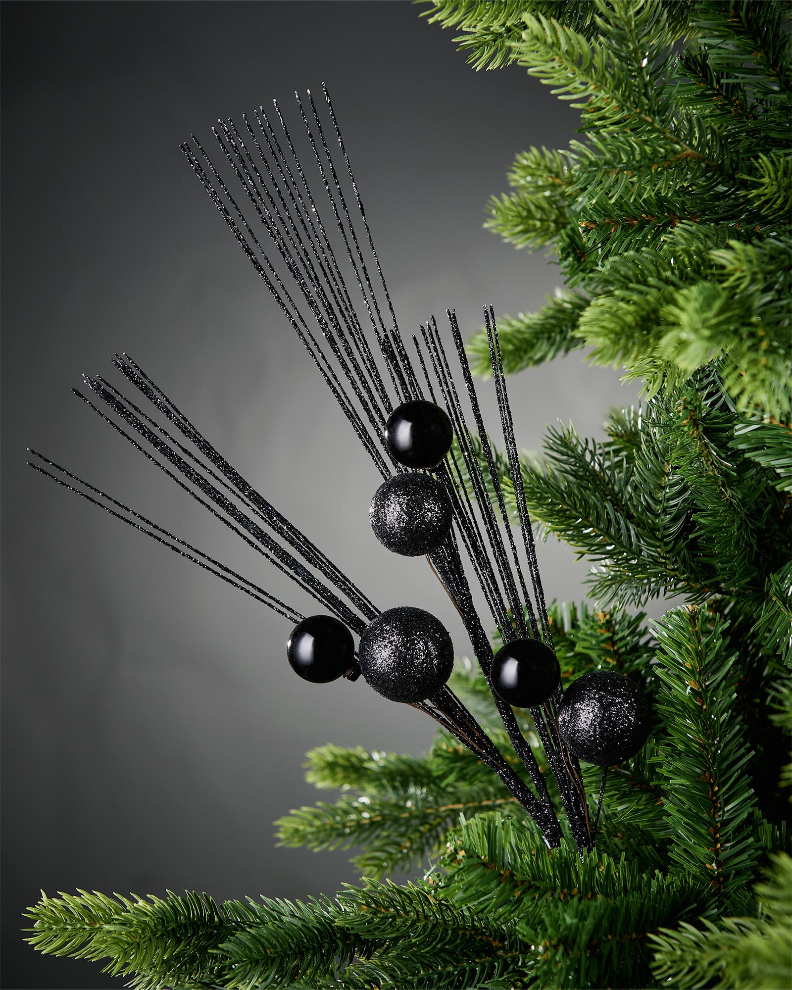 Glitter Bauble Spray, Black, 72 cm