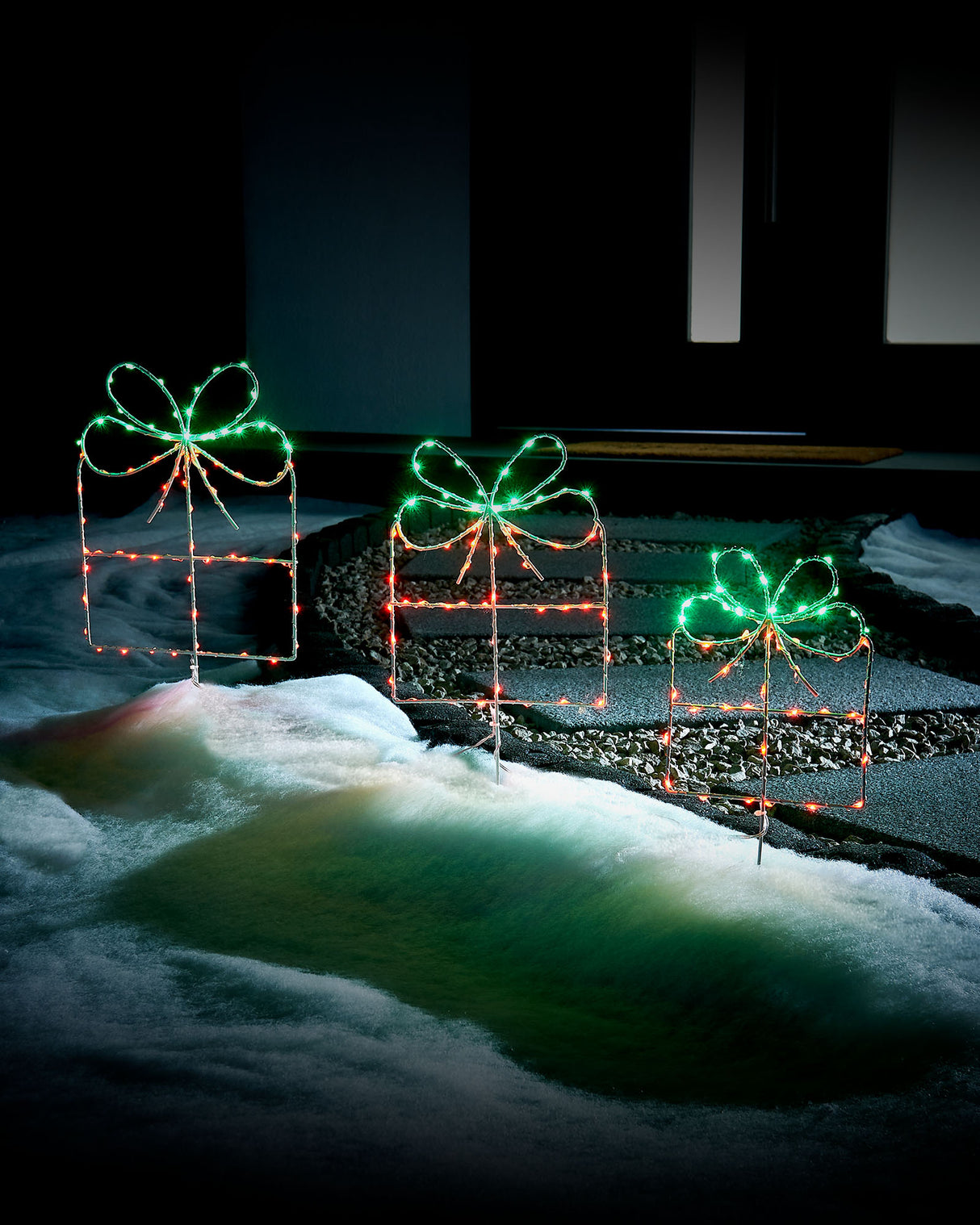 Set of 3 Giftbox Pathway Stake Lights, 40 cm
