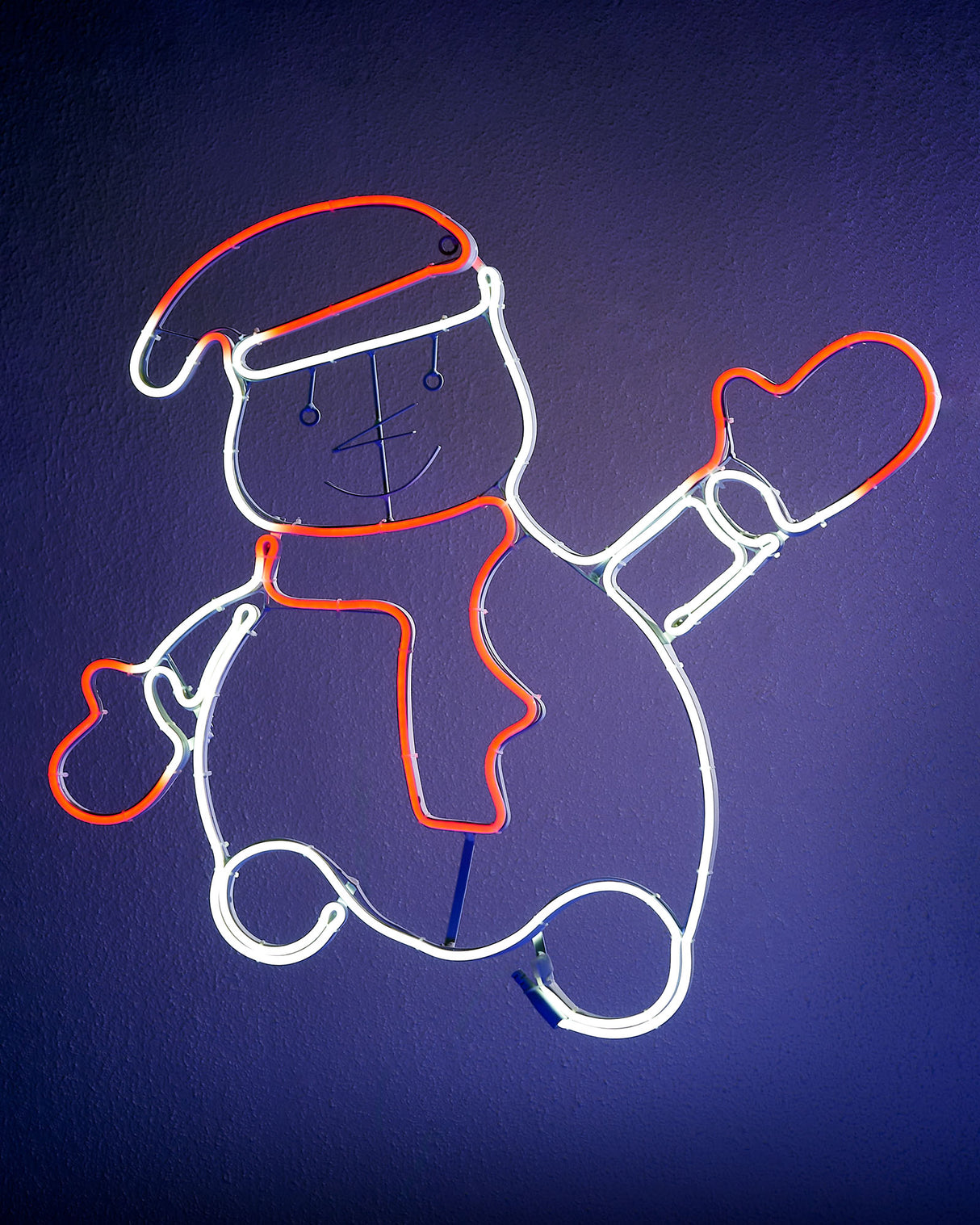 Waving Snowman Neon Rope Light Silhouette, 72 cm