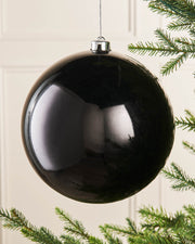 Black Oversized Shatterproof Bauble, Gloss, 20 cm