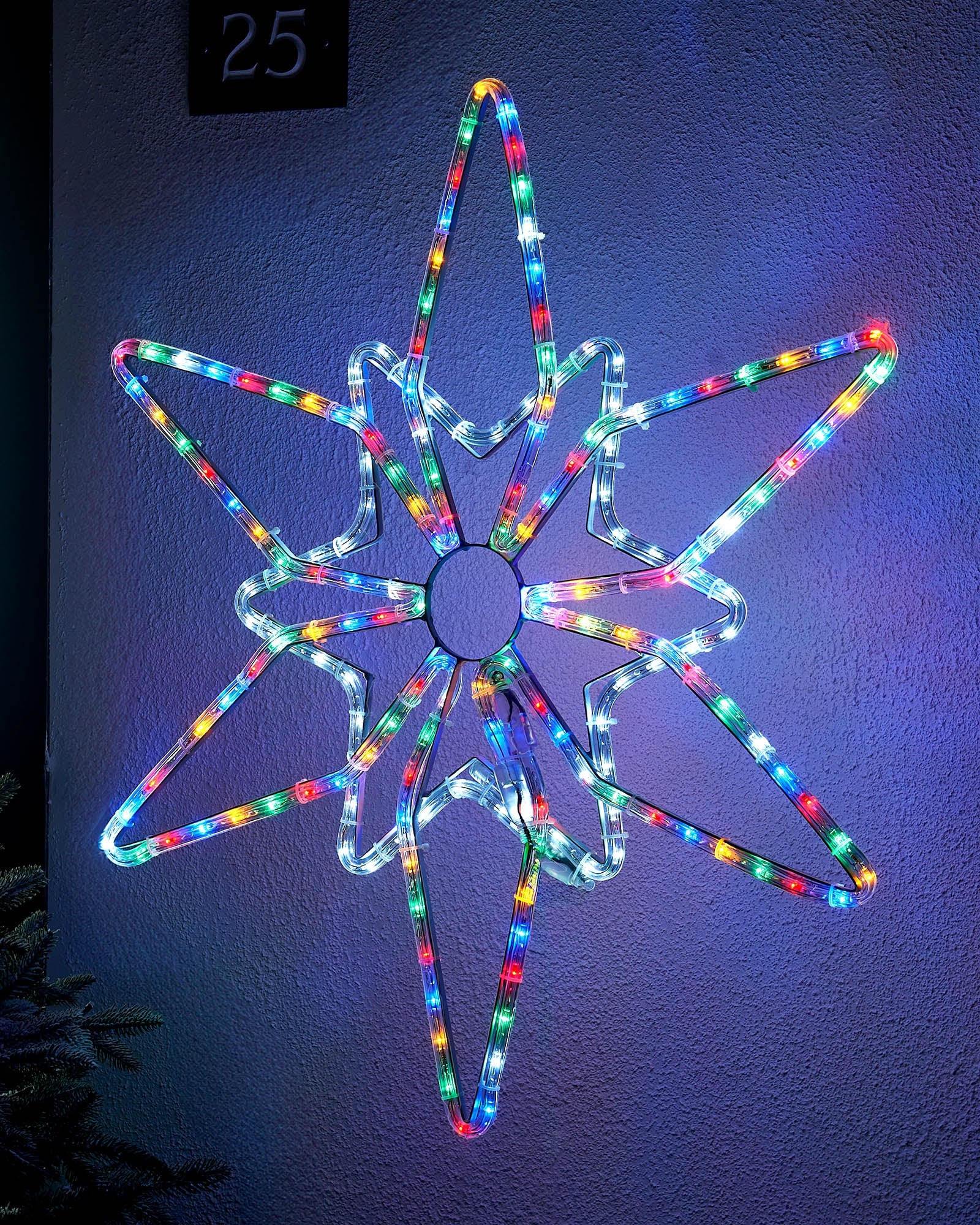 Pre-Lit Northern Star, Multi-Coloured, Silhouette, 64 cm