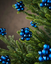 Set of 10 Glass Berry Cluster Baubles, Navy