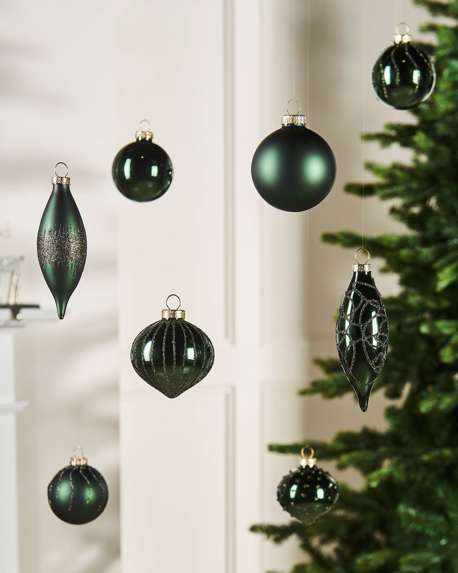 Twenty Sage Green Glass Baubles