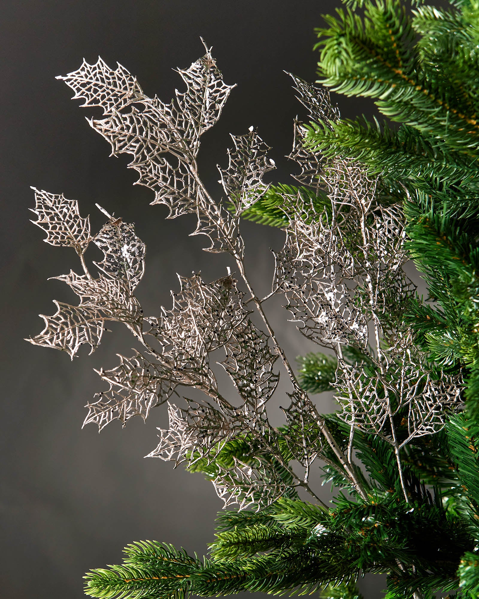 Antique Silver Leaf Spray, 66 cm