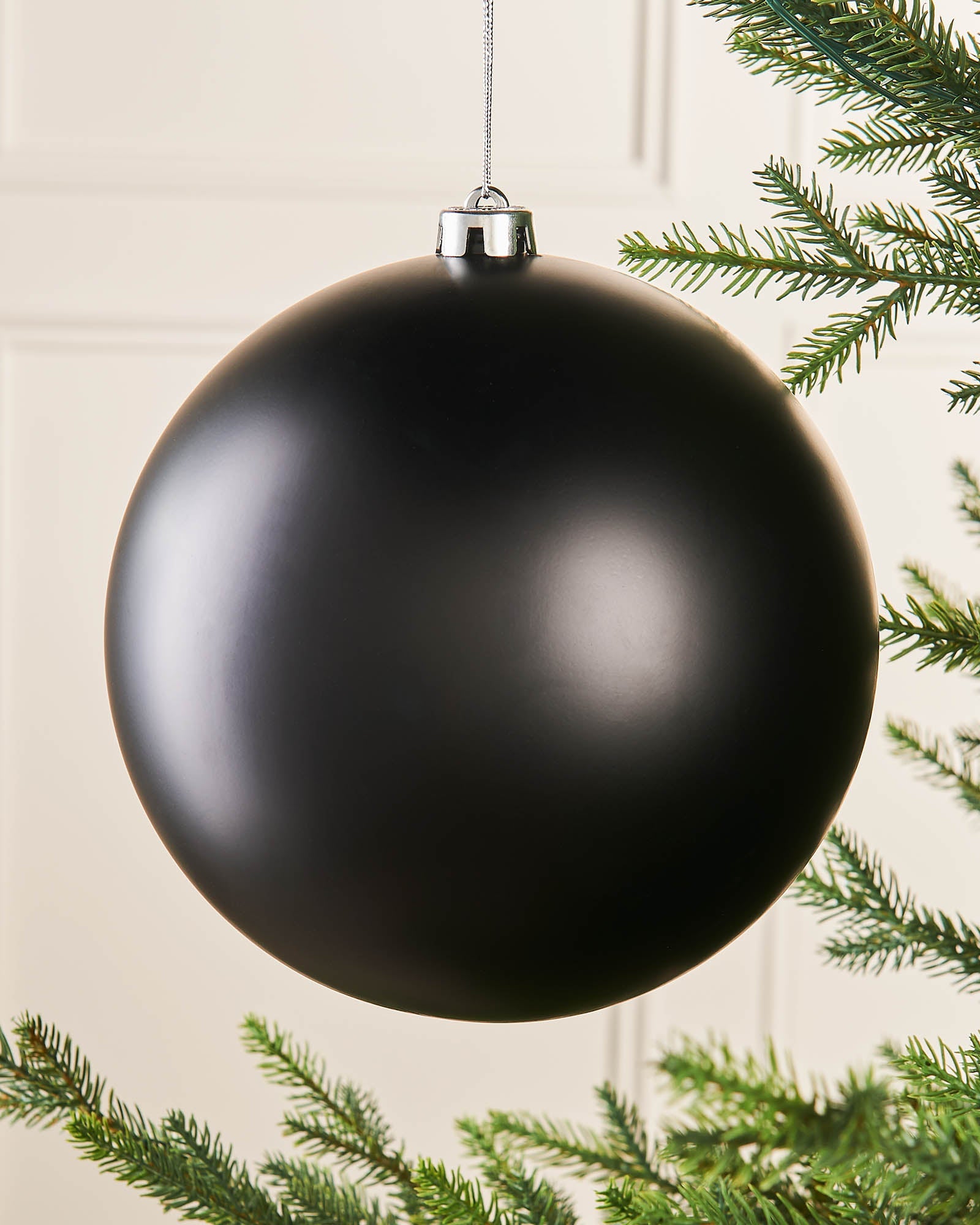 Black Oversized Shatterproof Bauble, Matt, 20 cm