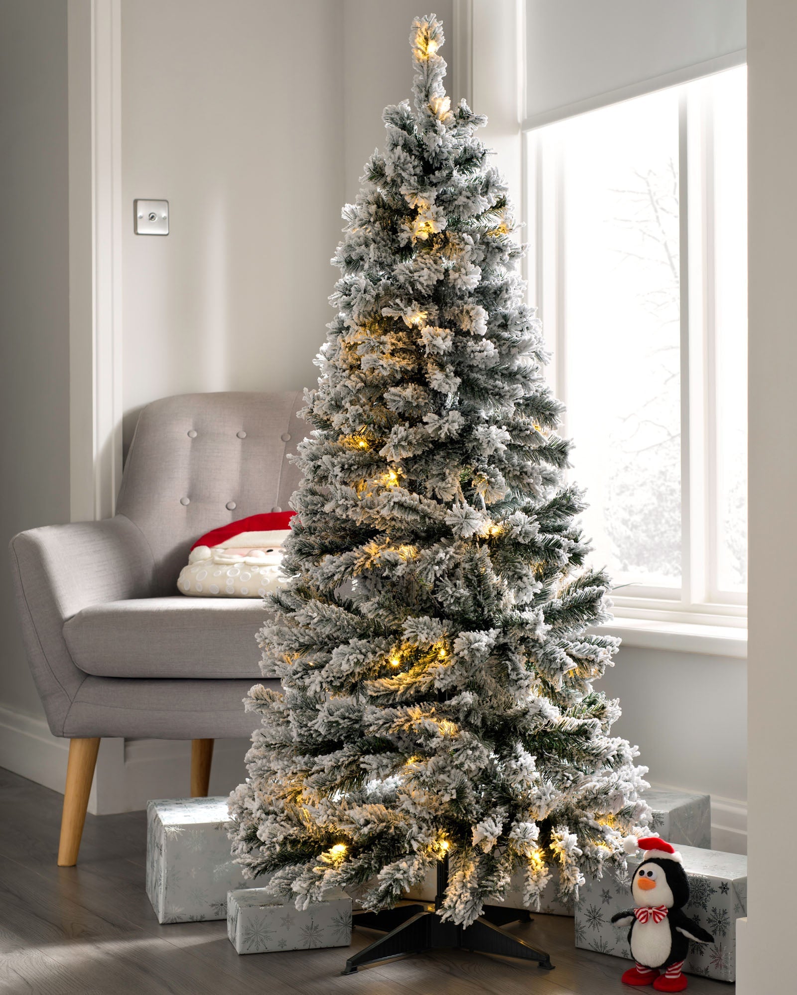 Pre-Lit Snow Flocked Pop-Up Christmas Tree