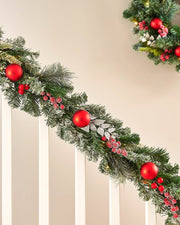Pre-Lit Decorated Frosted Garland, 9ft