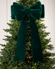 Large Velvet Christmas Bow, Sage Green, 140 cm