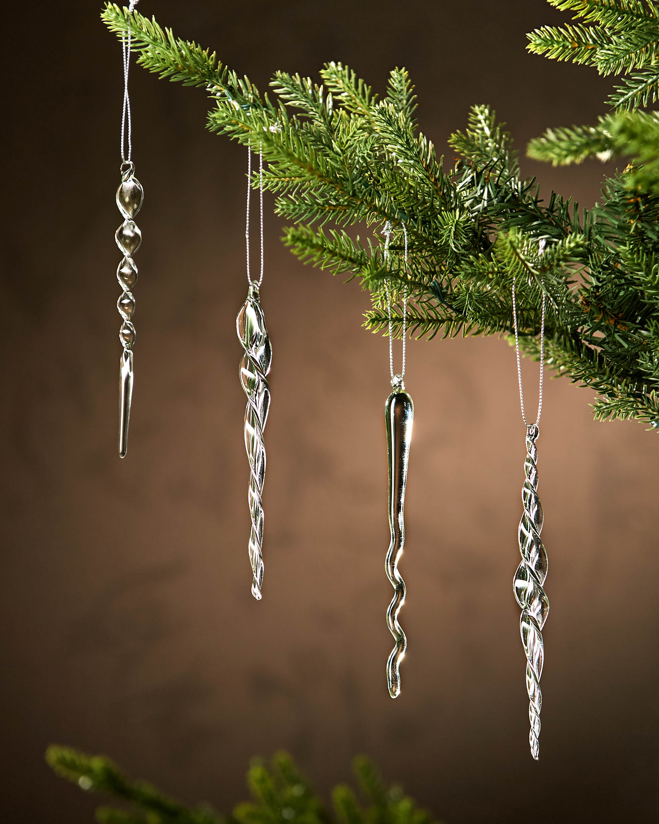 Set of 20 Traditional Glass Icicle Decorations