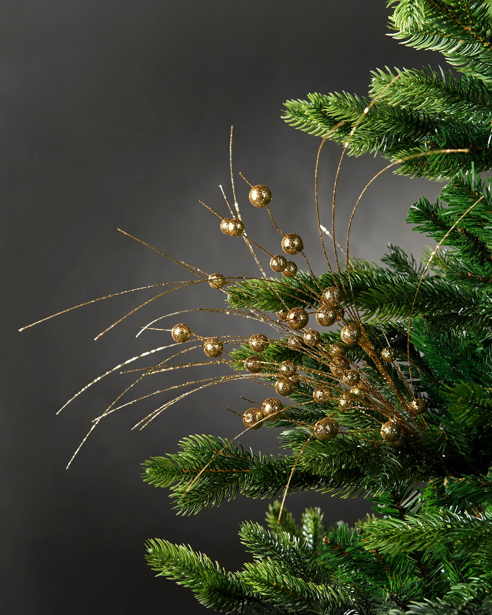 Gold Glitter Berry Christmas Tree Spray, 80 cm