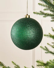 Christmas Green Oversized Shatterproof Bauble, Glitter, 15 cm