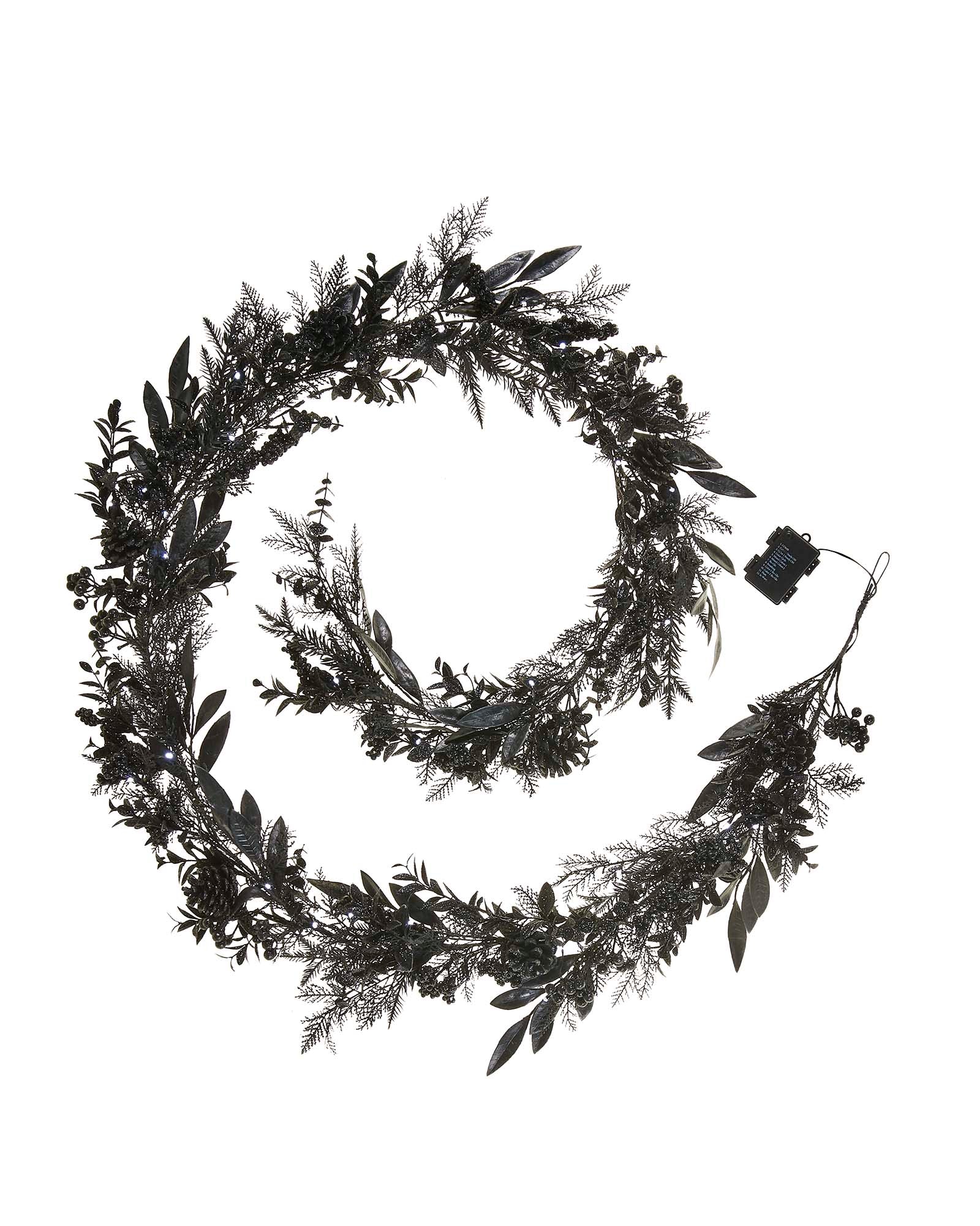 Pre-Lit Mixed Pine Black Garland, 9 ft