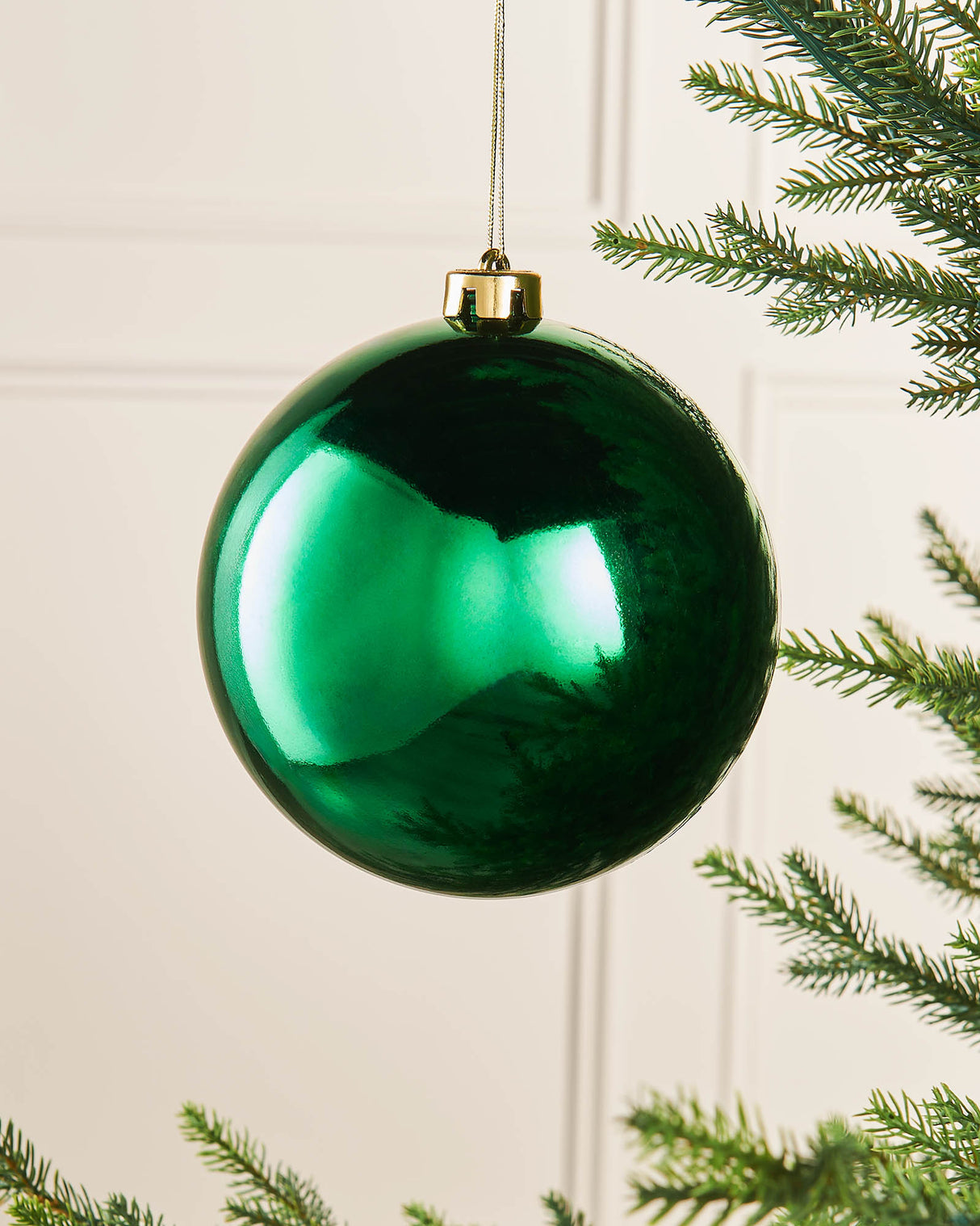 Christmas Green Large Gloss Shatterproof Bauble, 15 cm