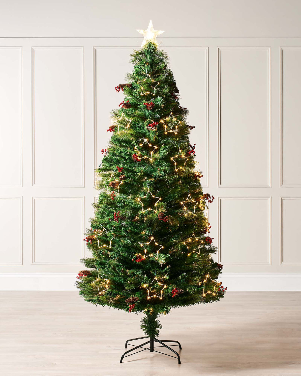 Pre-Lit Mixed Pine Fibre Optic Christmas Tree with LED Stars, 6 ft