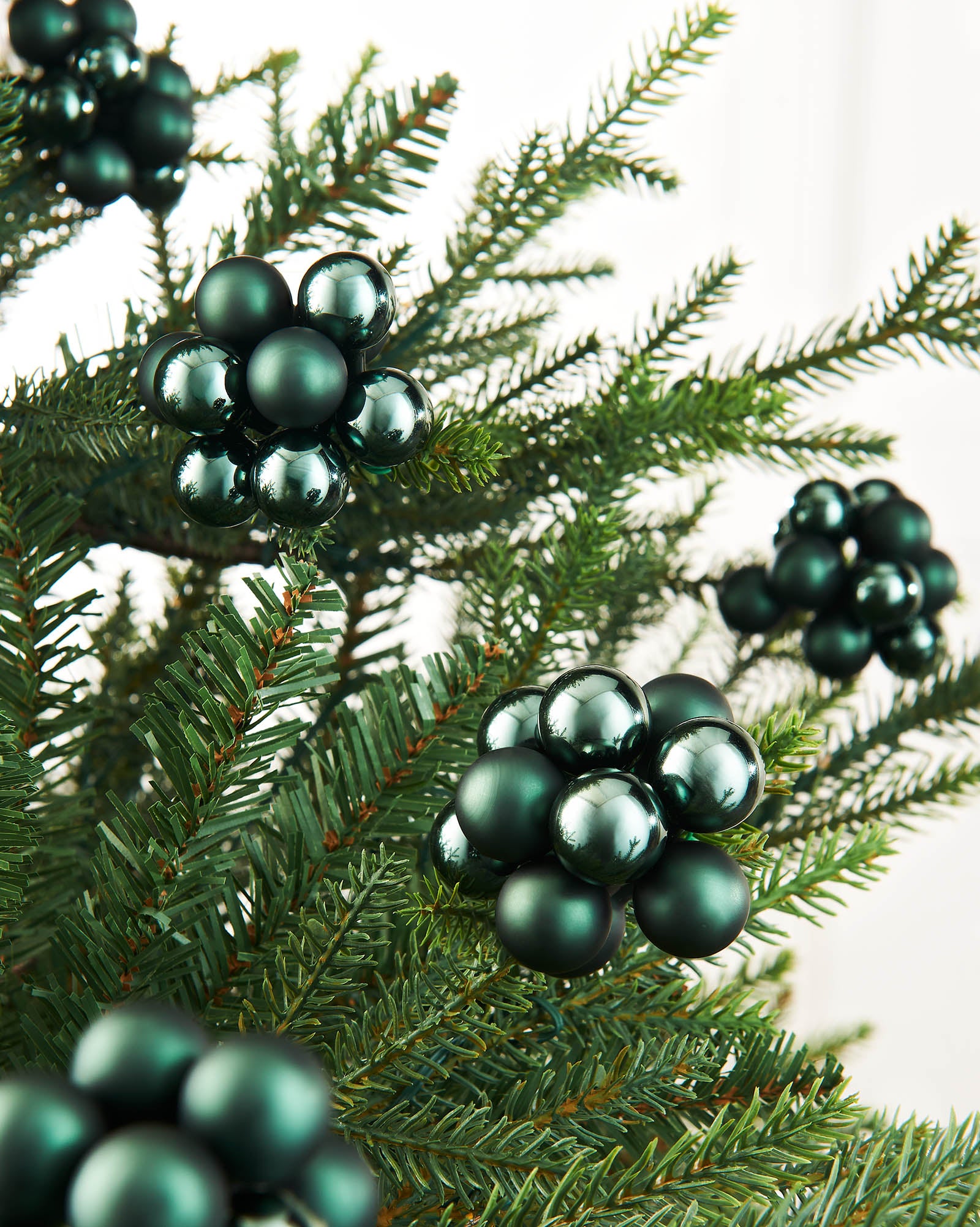 Ten Sage Green Glass Berry Cluster Baubles