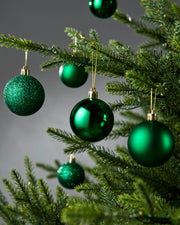 Set of 50 Shatterproof Baubles, Christmas Green