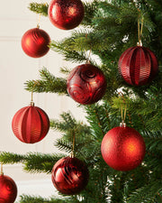 Set of 16 Shatterproof Baubles, Christmas Red, 8 cm