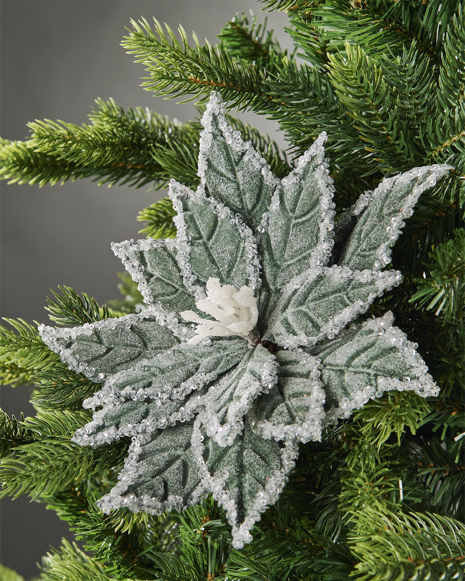 Sage Green Artificial Poinsettia Flower, 28 cm