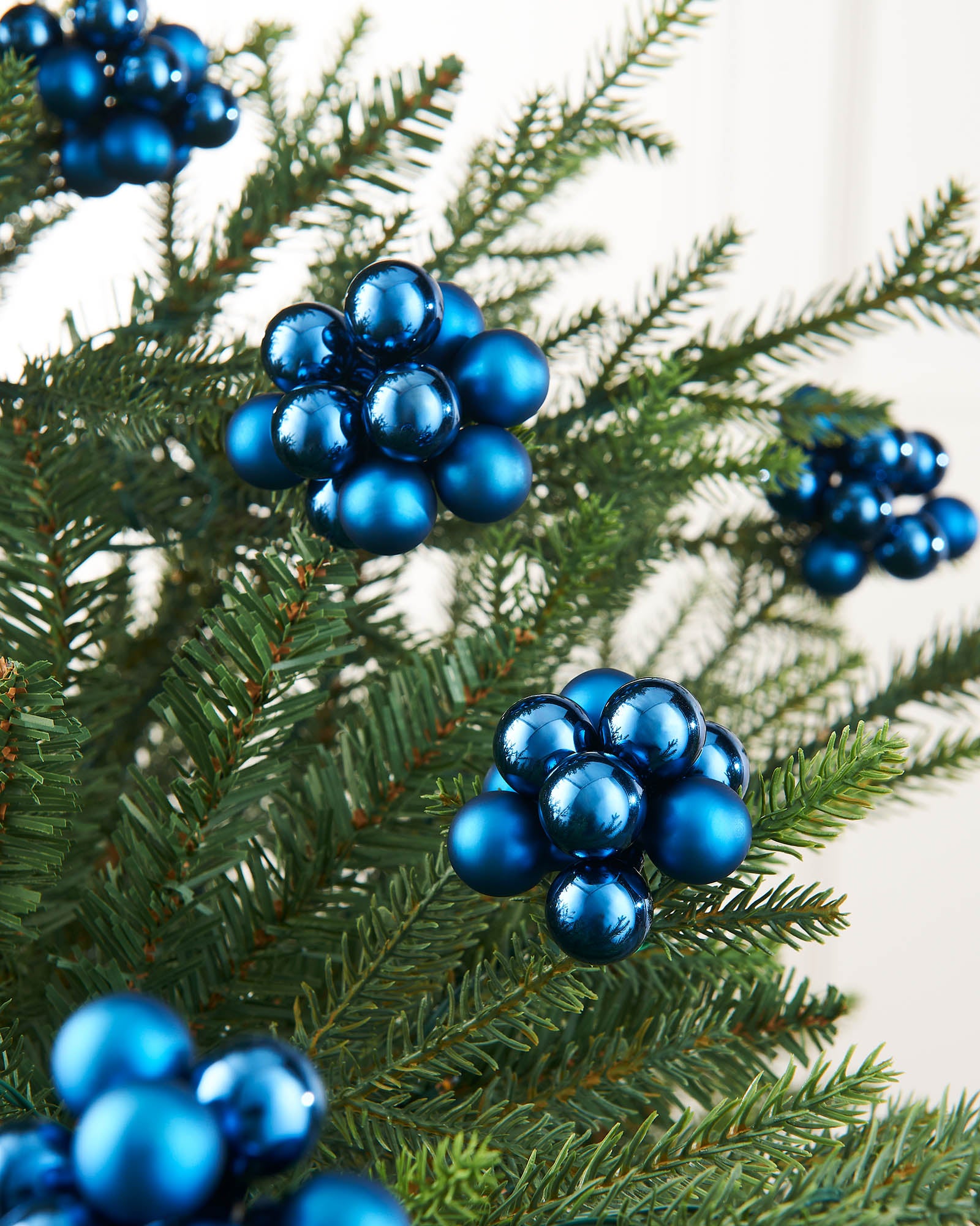 Ten Navy Blue Glass Berry Cluster Baubles