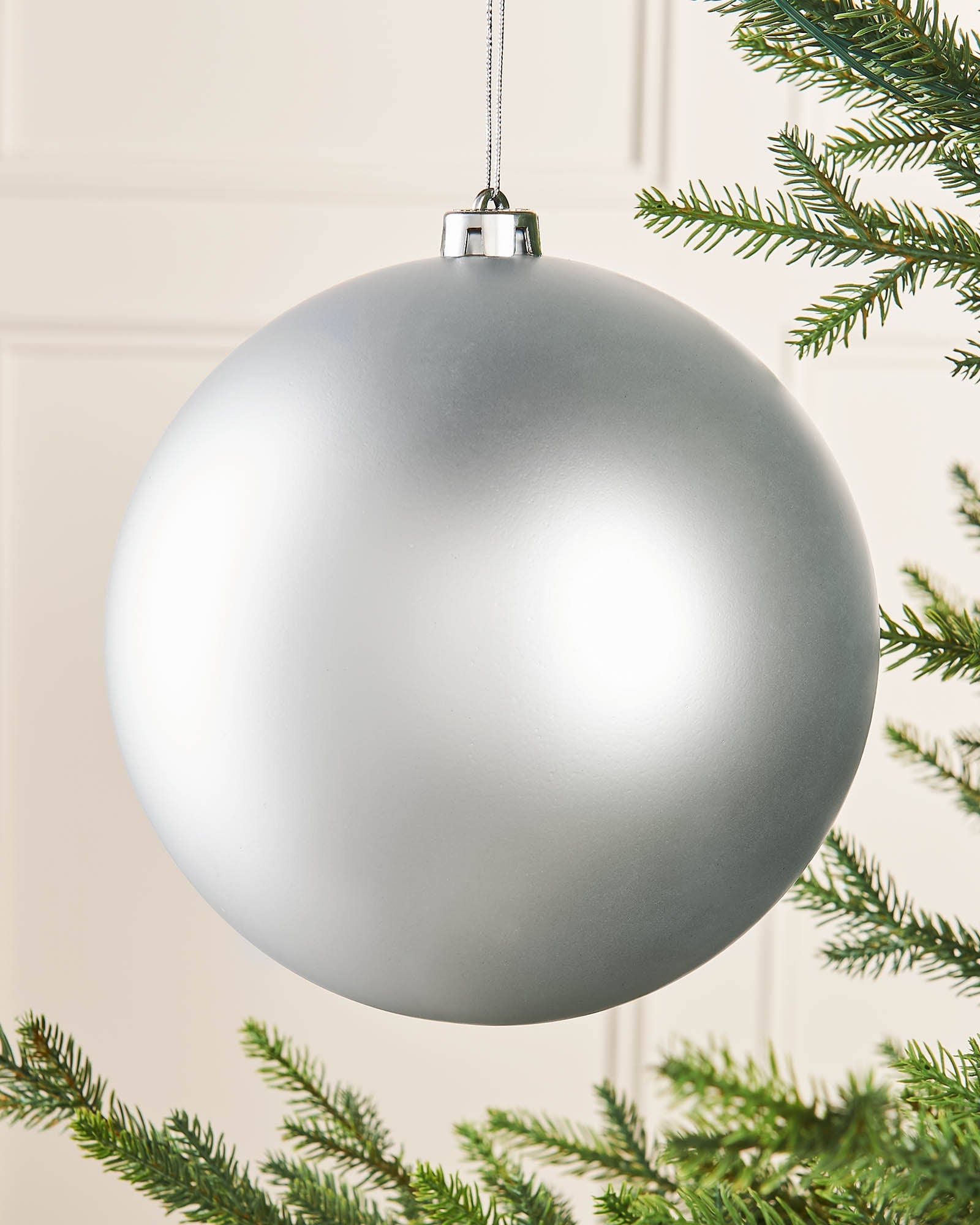 Silver Oversized Shatterproof Bauble, Matt, 20 cm