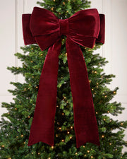 Large Velvet Christmas Bow, Burgundy, 140 cm