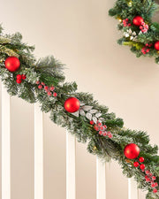 Pre-Lit Decorated Frosted Garland, 9ft